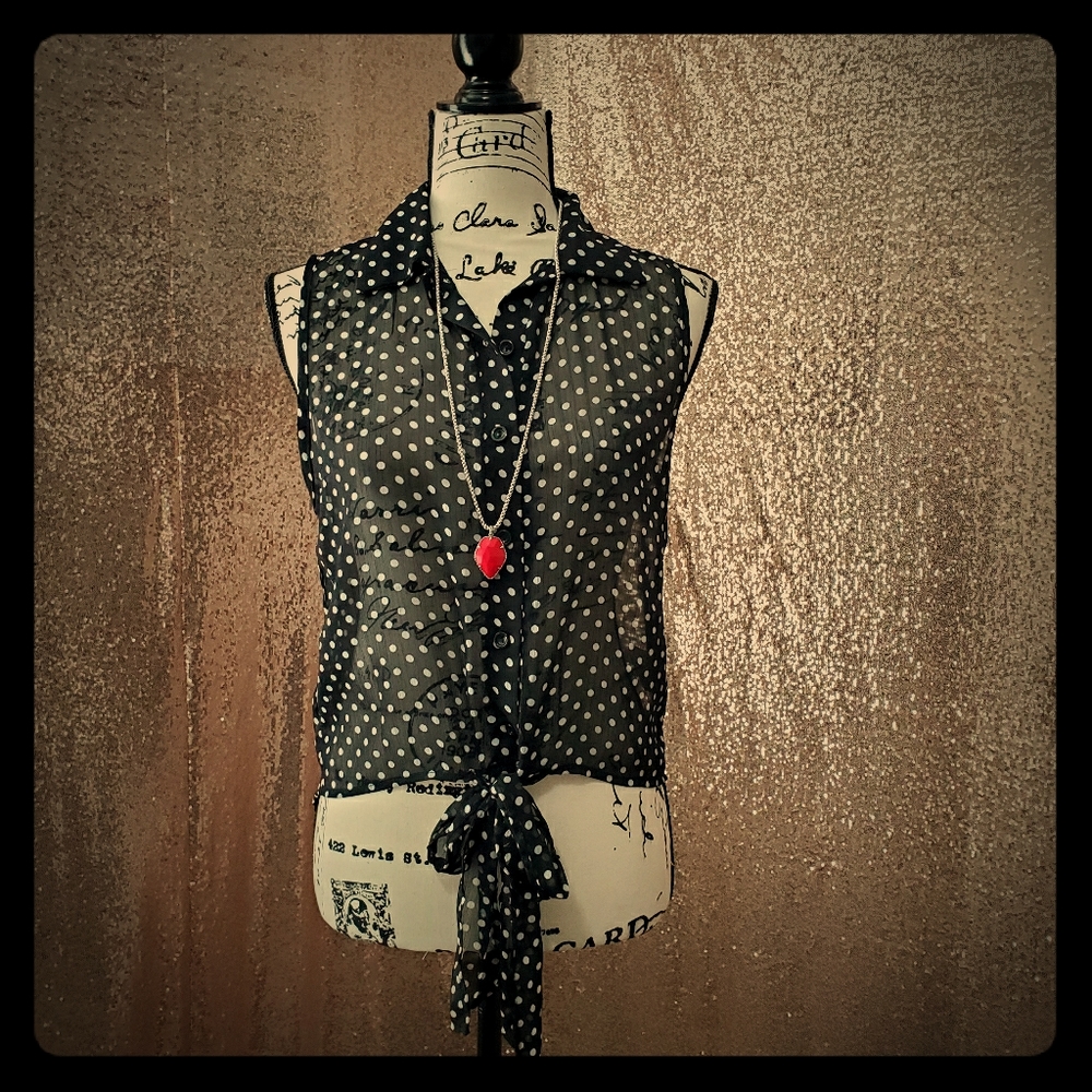 NWOT - Delia's Polka-Dot Sleeveless Blouse